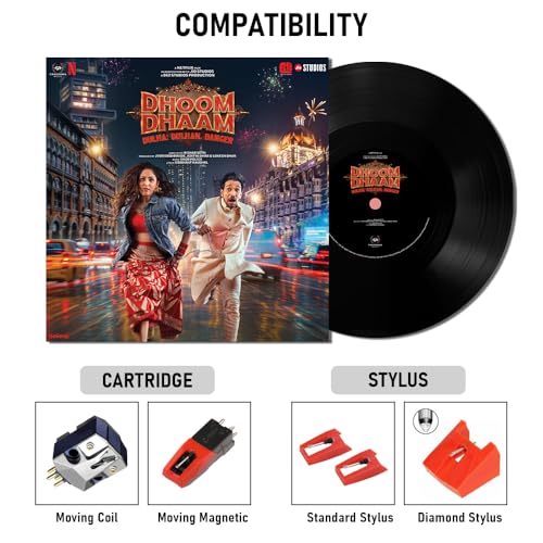 Image of Claw Stag Superb Plus Vinyl Record Player with Built-in Stereo Speaker & USB Digital Conversion + Dhoom Dhaam Premium Vinyl Record Disc|Black