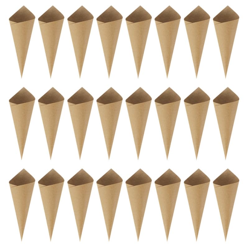 Cônes en papier kraft SEWACC (lot de 120) pour confettis de mariage et déco de table marron