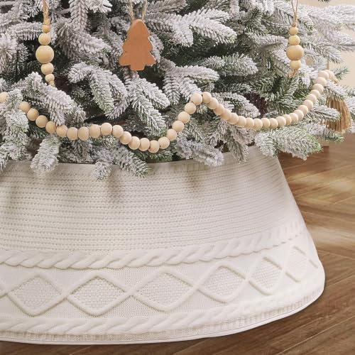 Christmas Tree Knitted Collar Skirt White Holiday Home Party Decoration - image 1