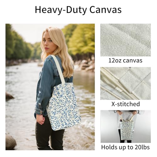 Image of itgowisa Canvas Tote Bag with Zipper Pocket, Travel Shopping Book Bag for Women, Gifts for Teachers, Nurses, Plant Lovers