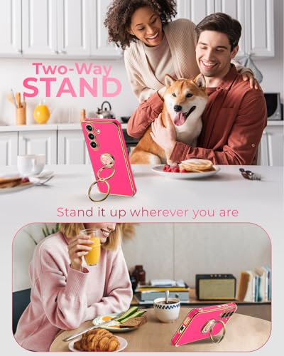 Image of XYZ for Galaxy S26 Plus Case with Stand, for Samsung Galaxy S26 Plus Case with Double Ring Kickstand, Women Girls Cute Love-Heart Bling Luxury Protective Phone Case for Samsung S26 Plus, Hot Pink