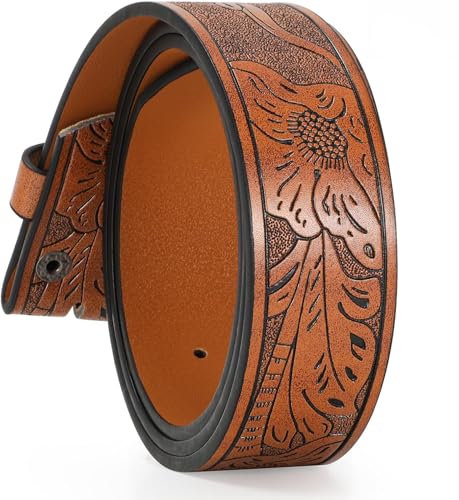 Western Belts for Men without Buckle, Cowboy Cowgirl Genuine Leather Mens Belts for Jeans3