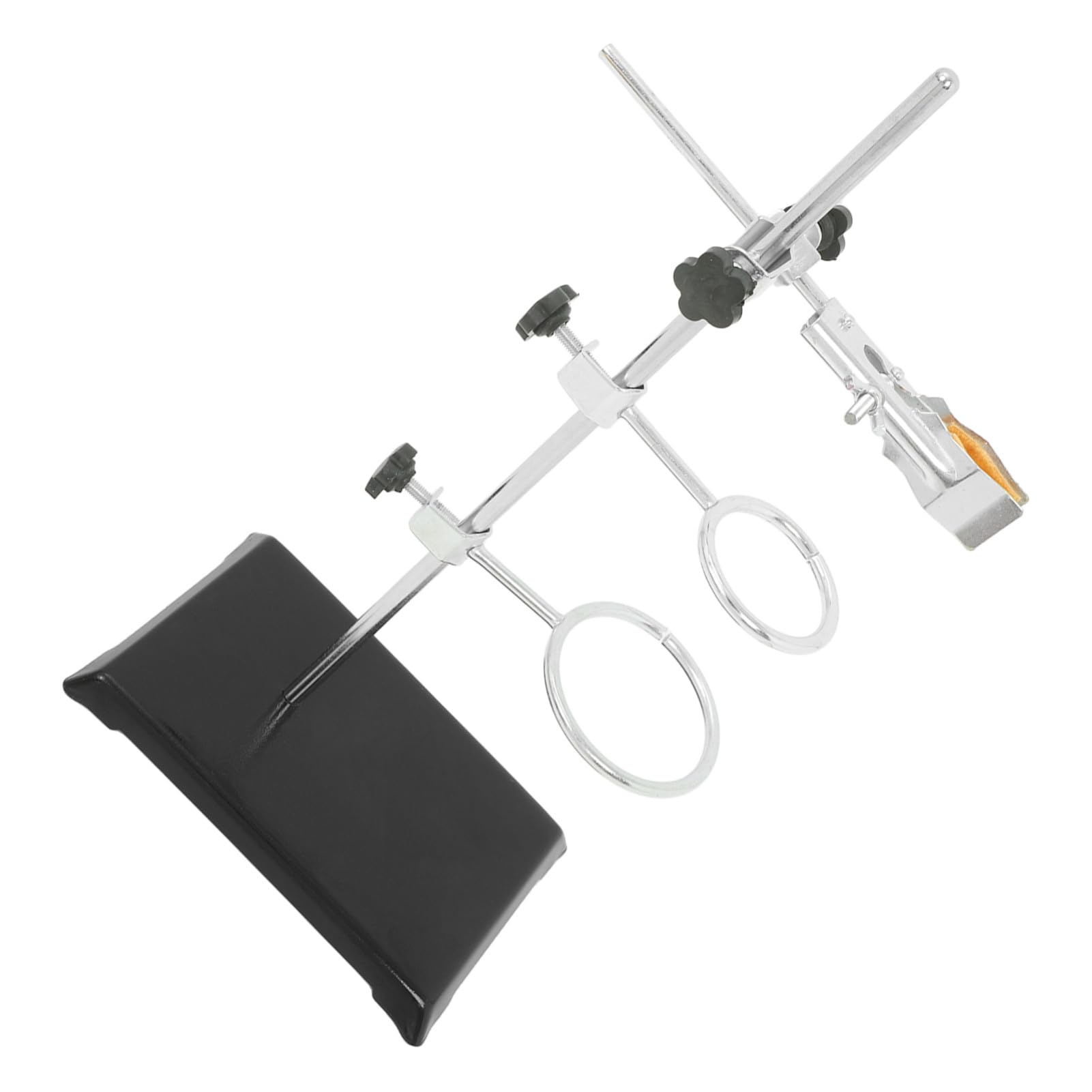Supporto per Laboratorio Nero in Ferro 40cm Morsetto ad Anello Regolabile per Becher e Apparecchiature da Laboratorio per Riscaldamento e Filtrazione