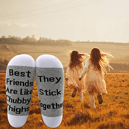 LEVLO Friend Gifts Best Friends are Like Chubby Thighs They Stick Together Cotton Socks Birthday Gifts (2 Pairs/Set - Mid Calf - 1)4