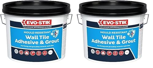Evo-Stik Tile a Wall Adhesive & Grout for Ceramic & Mosaic Tiles 1 Litre EVO416512,White (Pack of 2)