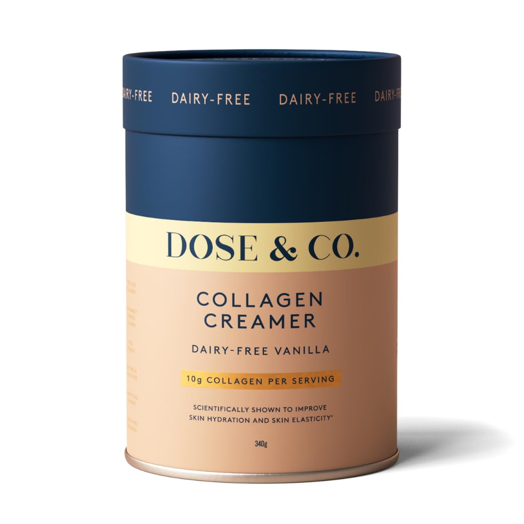 Dose & Co Dairy-Free Vanilla Collagen Creamer – 340g | VERISOL® Hydrolysed Collagen for Skin, Hair & Nails | Smooth Coffee Creamer | Sugar-Free, Gluten-Free