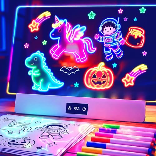 16-Inch TAEMVV LED Kids Drawing Board – Rechargeable Clear Light-Up Dry Erase Board with 8 Colors, 3 Dynamic Modes, 6-Level Dimmer, 15H Battery, Built-in Stand & All-in-One Kit
