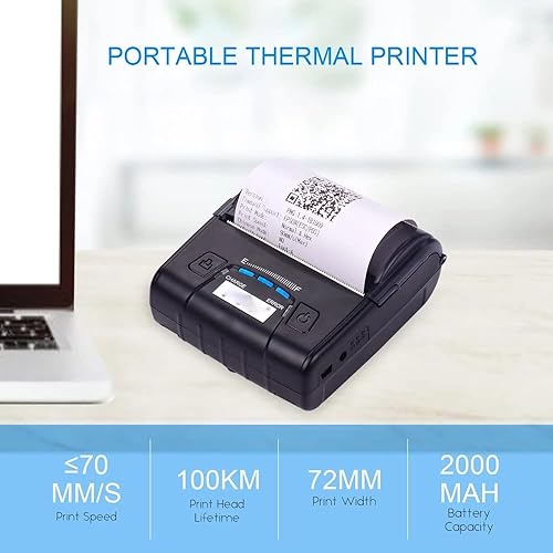 Miniatura 3 de JIAMEI Portable 80mm Thermal Receipt Printer Handheld Barcode Printer USB BT Connection Support ESCPOS Command