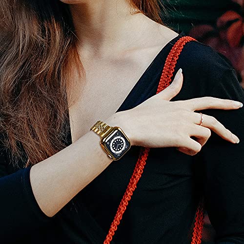 Image of baozai Compatible Apple Watch Bands 46mm 45mm 44mm 42mm 41mm 40mm 38mm, Stainless Steel Band with Screen Protector Case for Apple Watch Series 11 /10 /9 /8 /7 /6 /5 /4 /3 /2 /1 /SE3