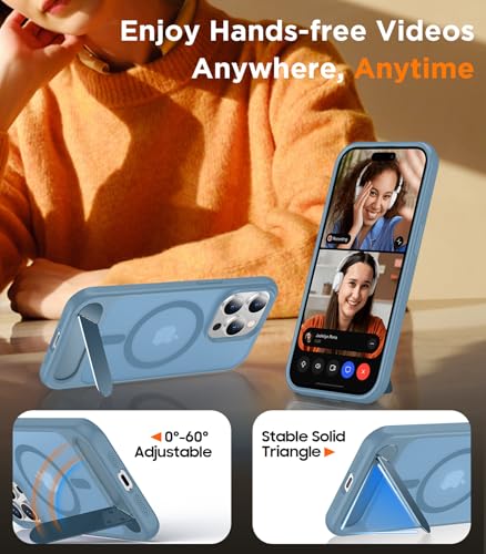 Image of Magnetic Compatible with iPhone 15 Pro Max Case, [Built-in Invisible Kickstand][Compatible with MagSafe][Military Grade Shockproof] Slim Translucent Matte Phone Case for iPhone 15 Pro Max 6.7 inch