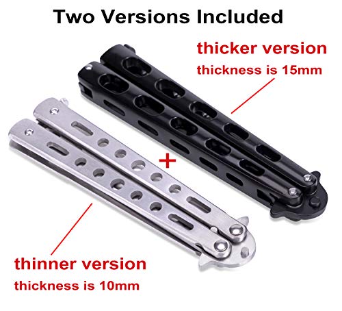 Moon Boat 2Pcs Butterfly Knife Trainning Practice Comb Unsharpened Blade Black Silver #TOP2