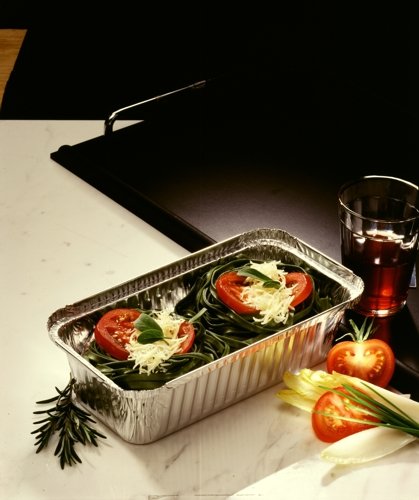 Papstar 10 ciotole in alluminio + coperchio interno rivestito in PP rettangolare 1,5 l 7 cm x 13 cm x 24,2 cm, riceverete 10 confezioni da 10 pezzi (totale 100 pezzi)