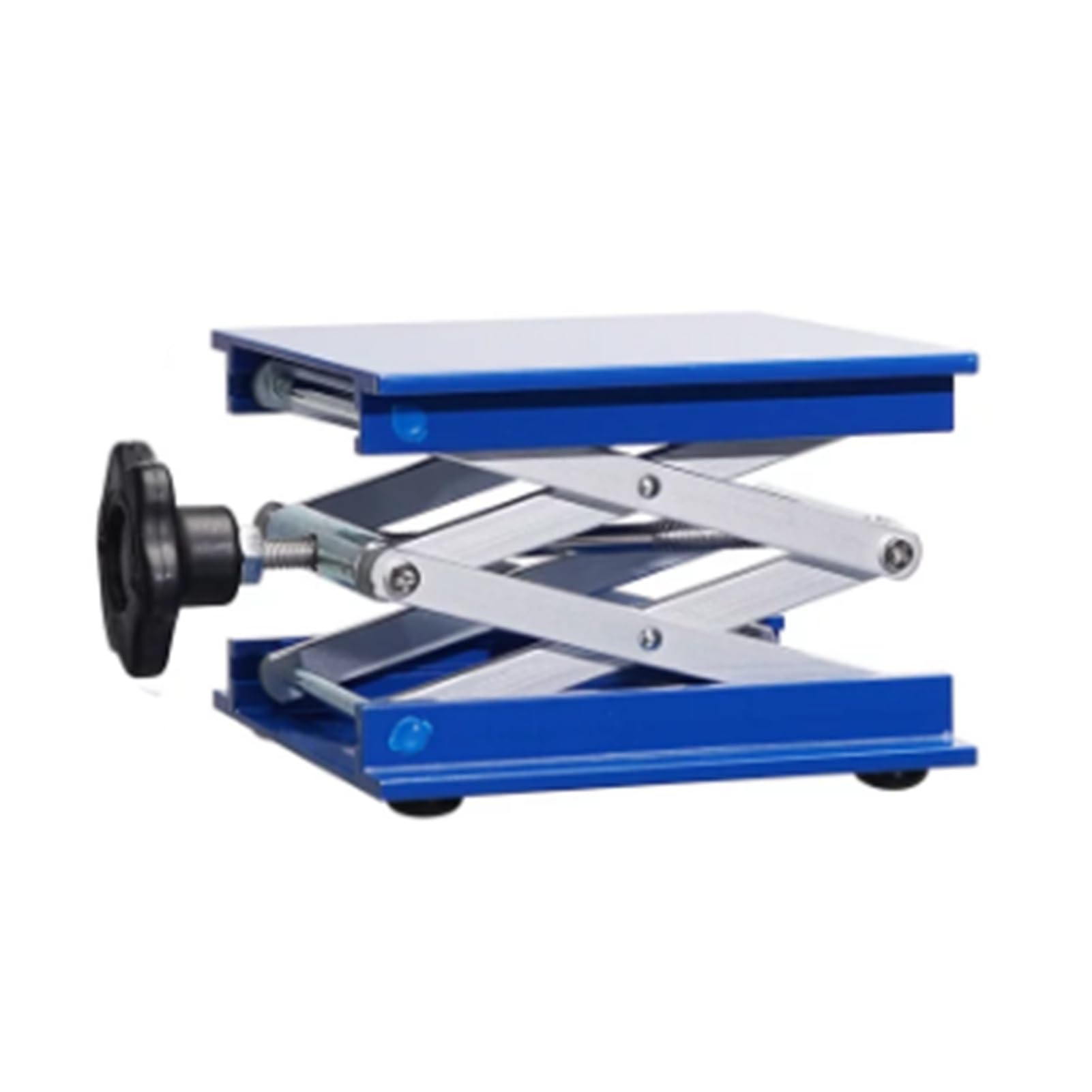 Plataforma Elevadora De Laboratorio, Mesa De Soporte Elevador Con Gato | Herramientas de medición portátiles de aluminio, con tapete antideslizante y mango giratorio(20x20cm)