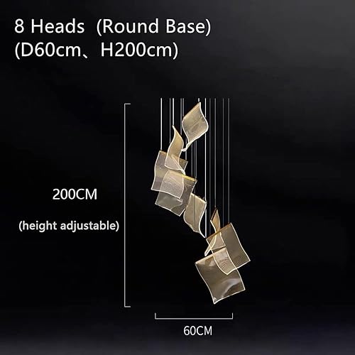 Miniatura 7 de CFLNYC Lámpara de araña LED moderna para decoración de sala de estar, iluminación colgante dúplex giratoria dúplex, lámpara colgante de escalera de