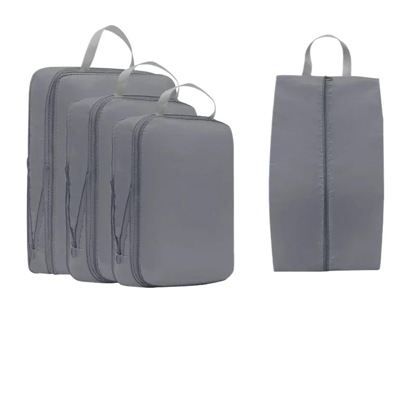 Luggage Organiser Set Compressible Packing Travel Storage Bag Cubes Waterproof Suitcase Nylon Portable With Handbag Luggage Organizer Tidy Suit(Grey)