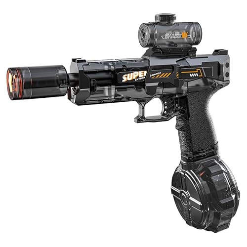 Electric Water Gun – Automatic Squirt Blaster with LED Sight, Rechargeable Battery,Muzzle Flash, 26FT Range, 500CC – for Kids & Adults, Perfect for Summer Pool & Beach Games,Blacks