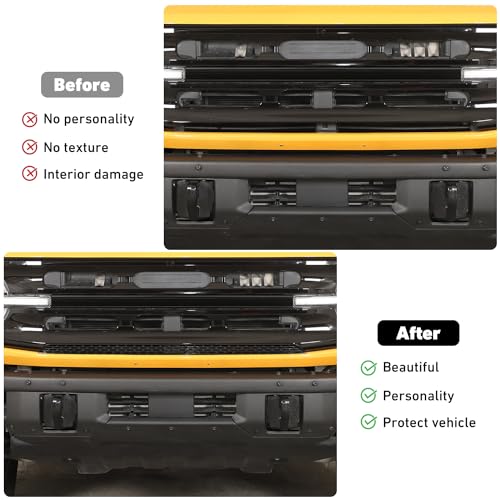 Image of Linskip Mesh Front Grille Bottom Vent Trim Compatible with 2021-2024 2025 Ford Bronco 4 Door, Bronco Grille Vent Inserts, Exterior Accessories