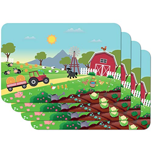 Venilia Salvamanteles Country niños, Mantel Individual, Mantelería, Mantel Individual para el Comedor, Apto para Alimentos, Multico, 4 tajada, 45 x 30 cm, 59112