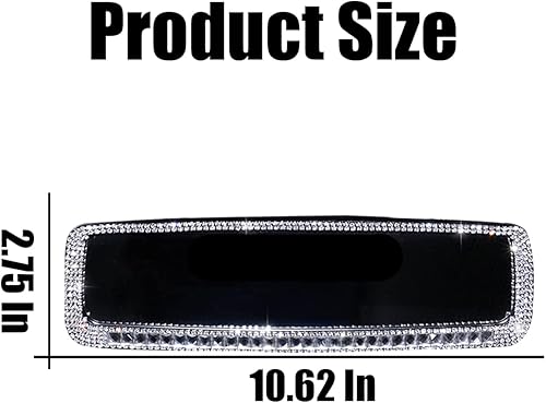 Miniatura 2 de AUCELI Espejo retrovisor para automóvil, espejo retrovisor interior con diamantes de imitación brillantes con vidrio HD, espejo retrovisor con clip
