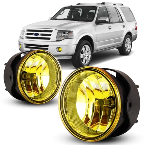 AUTOFREE Fog Lights Assembly Compatible for 2007-2014 Ford Expedition/ 2008-2011 Ford Ranger (Not Fit STX Package) H10 12V 42W Bulbs Fog Lamps Replacement for Pickup-1 Pair (Yellow Lens)
