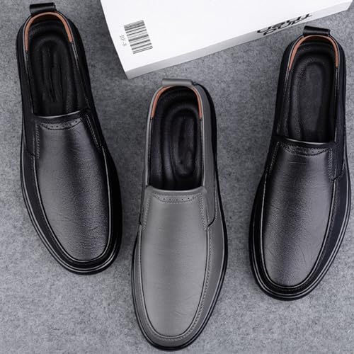 ADMLZQQ Men's Slip on Leather Lined Square Toe Dress Loafers Shoes for Casual Weekend Formal Work3