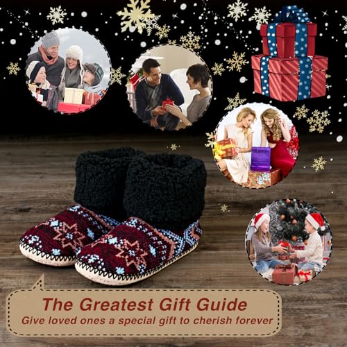Image of cosyone1997 Cable Knit Slipper Socks for Women Non Slip Soft Sole | Fuzzy sherpa lining, gripper dots, flexible bootie coverage and machine washable care for warm, comfortable indoor wear