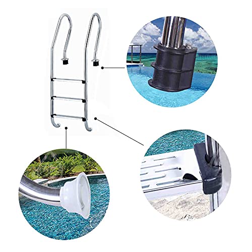 Escalera para piscina con 3 peldaños antideslizantes acero inoxidable miniatura 2