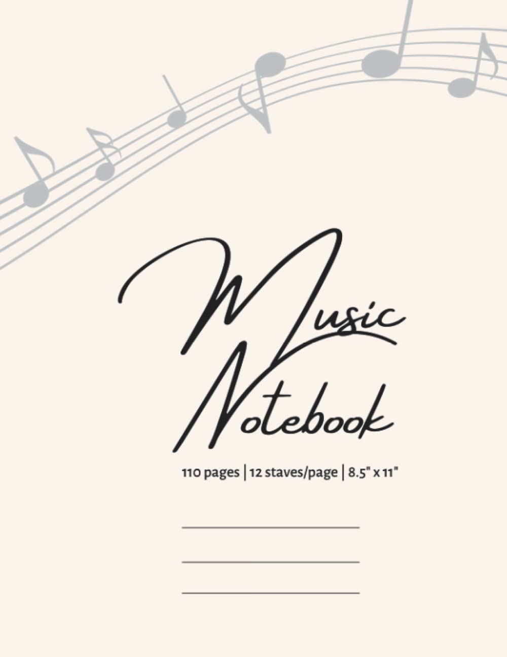Cahier de musique grand format de 12 portées pour faciliter la notation musicale