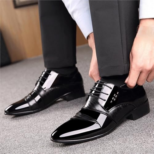 Men's Lace up Dress Shoes Pointed Toe Genuine Leather Oxfords Comfortable Slip Formal Business Casual Work Shoes2
