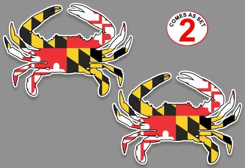 Maryland Flag Blue Crab Decal Sticker 5' x 7' Set of 2 for car Truck SUV Window Glass