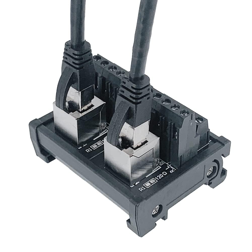 PENGLIN RJ45 8P8C DIN-Schienenmontage Ethernet Steckverbinder Verteilung Breakout Board,2 Weg RJ45 Vertikale Buchse Adapter