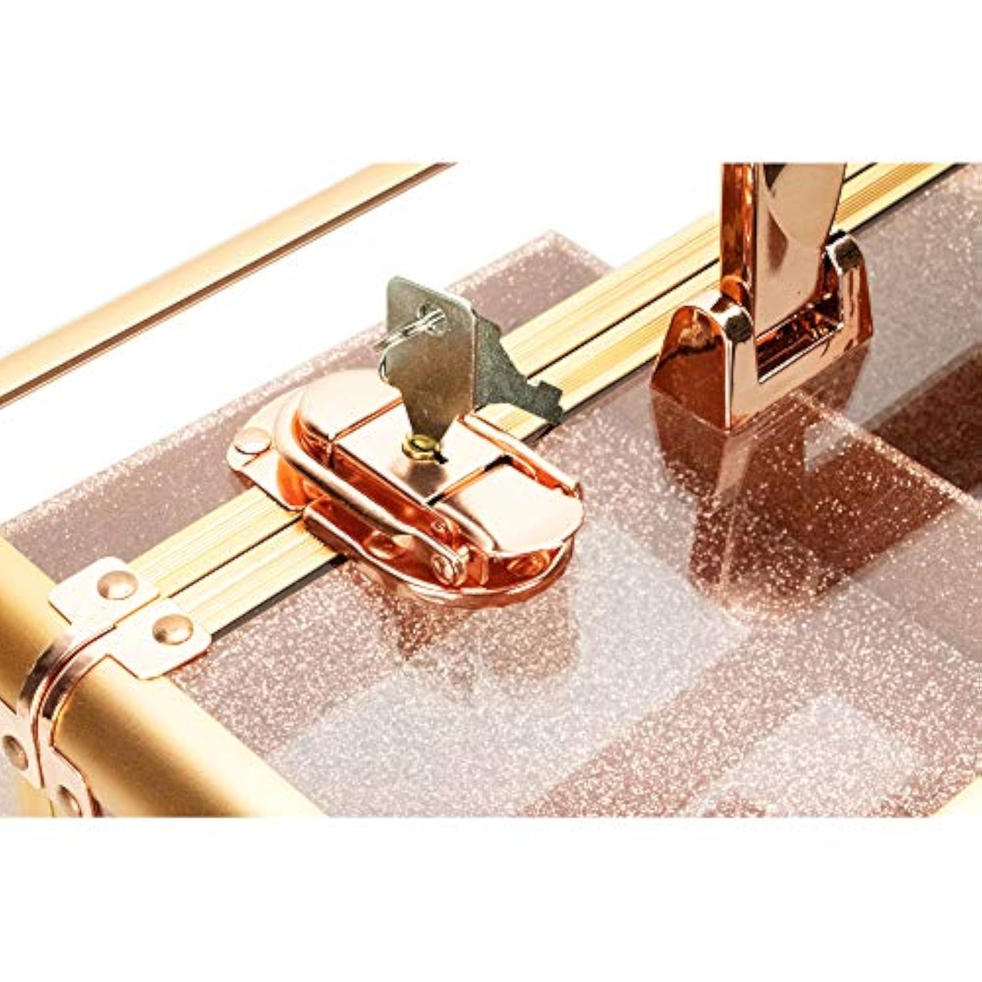 Rose Gold Diamond Armored Acrylic 4-Tiers Makeup Train Case