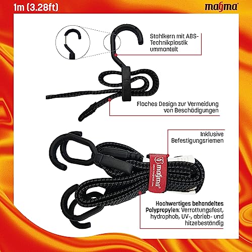 Magma Flache Spannseile mit Haken | Spanngurte für Gepäck, Plane, Zelt, Boot, Fahrrad, Anhänger & LKW | Wasserdicht & robust | Perfekt geeignet für Camping, Dachträger, Anhänger & Ladung