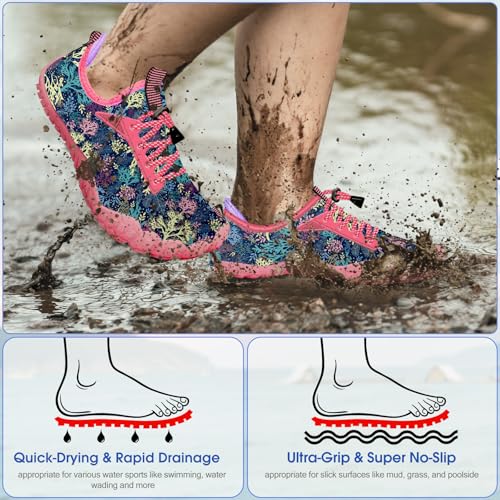 Image of Built-in Heel Grips Water Shoes for Kids Girls Boys Hiking Wide Barefoot Swim Beach Pool Big Kid