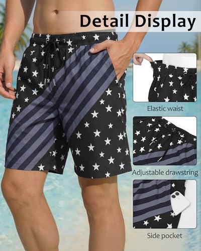 Image of Justay Mens Swim Trunks with Compression Liner 2 in 1 Quick Dry Board Shorts 7 Inch Bathing Suit Swimming Trunks for Men