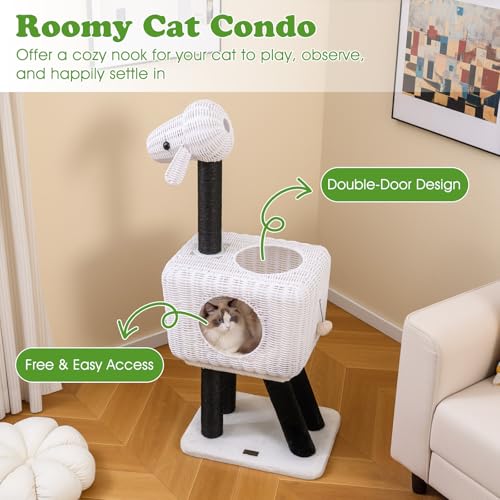 Árbol para gatos de ratán de 43 pulgadas PETSITE miniatura 6
