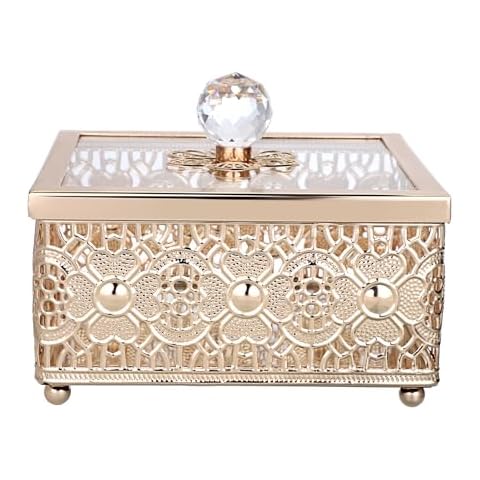 SUMTree Vintage Metal Jewelry Box with Lid Cover