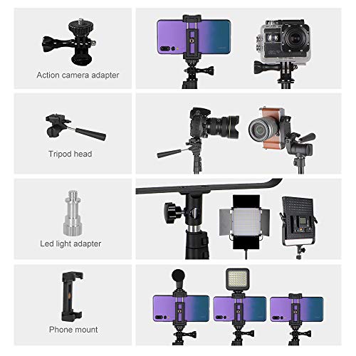 Tripod for Camera and Phone Monopod with Remote Action Camera Mount Adapter Small Flexible Travel Selfi Stick Tripod Stand Aluminum for DSLR Projector Camcorder, iPhone Android Phone by BESNFOTO