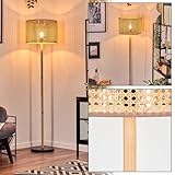 Schutzart: IP20 HOFSTEIN Stehleuchte Barcos, Stehlampe im skandinavischen Design, Boho-Style mit Schirm aus Ratten/Wiener Geflecht Ø 40cm, E27, Höhe 166,5cm, Fußschalter - Wohnzimmer, Schlafzimmer, Esszimmer, Flur