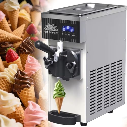 Gelatiera per Uso Domestico Professionale Gelatiera Soft Macchina per Gelato Estiva,Gelatiera da Tavolo,Tramoggia Refrigerata 2,5 L,Vasca Di Congelamento 1 L,Autopulente,Pannello Lcd Milkywhite