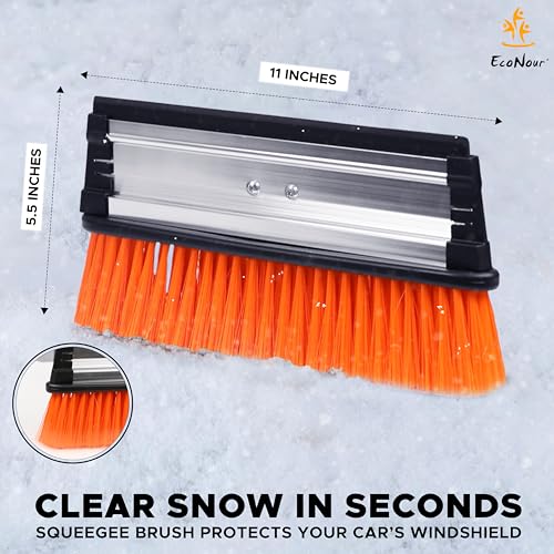 Image of EcoNour 47 inch Extendable Snow Brush and Ice Scraper Pivoting Squeegee | Aluminum Handle | Telescopic Snow Brush for Car and SUV Windshield with 270 , Roof & Windows Winter Car Accessories