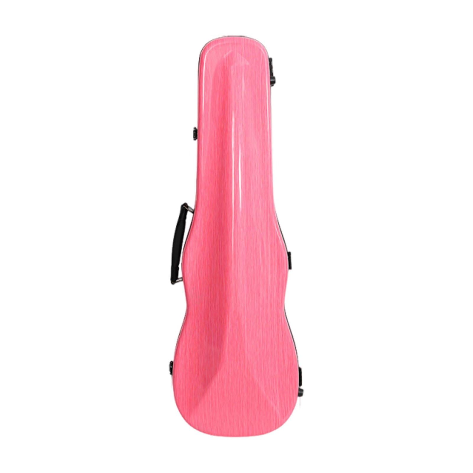 Estuche para Violín Rígido de Material Compuesto Ligero Correas Dobles Desmontables Asa de Cuero Compartimento Interno Adecuado para Músicos Adultos, Rosa, Triángulo Cepillado