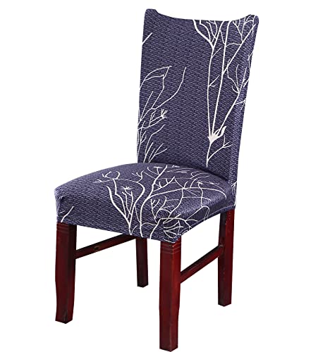Image of House of Quirk Elastic Chair Cover Stretch Removable Washable Short Dining Chair Cover Protector Seat Slipcover (Pack of 1, Plumb Branch)