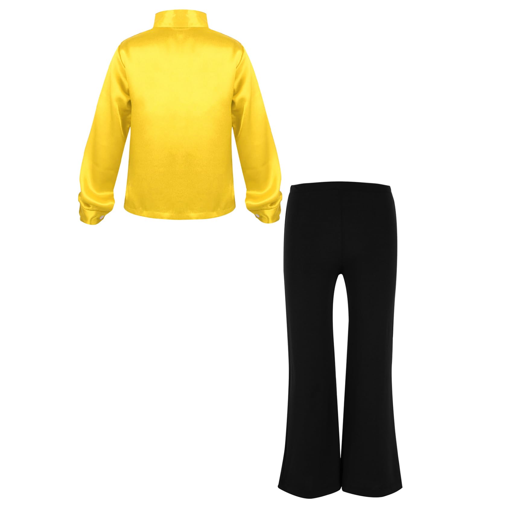 Bambino Ragazzo Vestito Danza Latina Camicia Paillettes Manica Lunga e Pantaloni svasati Costume Danza Jazz Rumba Disco 5-14 Anni