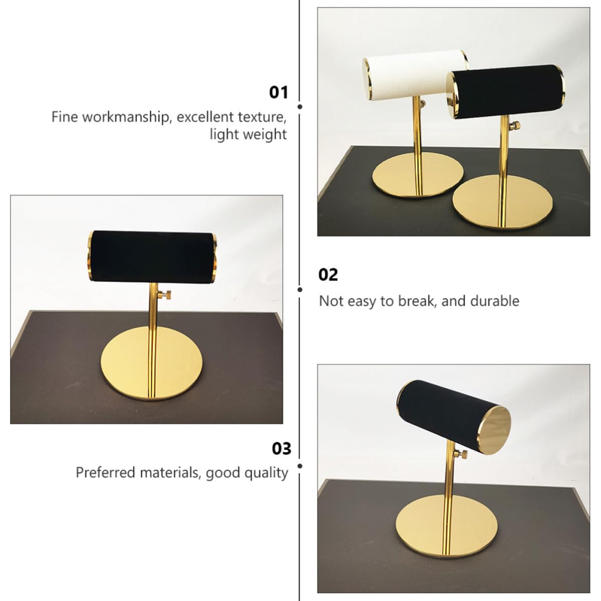 balacoo Uhrenhalter aus Edelstahl mit Flanell Schwarz für Tisch