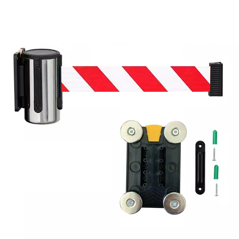 linowa bariera linowa, Magnetyczny uchwyt ścienny 2/3/5M czerwony biały wielokierunkowy przełącznik z akcesoriami(5M/16.4FT)