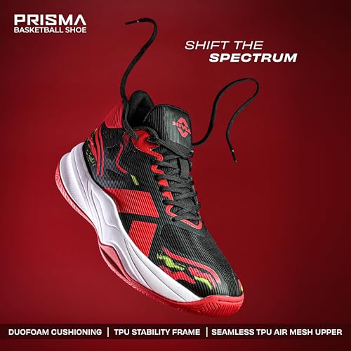 Image of Nivia Prisma Basketball Shoes for Men & Women with Seamless TPU & Mesh Upper, TPU Heel Stability Frame and Grippy Rubber Outsole for Indoor & Outdoor Court Play