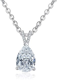 Pear Cut Moissanite Pendant Necklace for Women 2.5CT D Color VVS1 Gold Plated 925 Sterling Silver Necklace with Certificate of Authenticity
