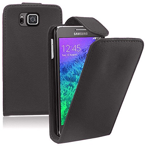 VCOMP® Housse Coque Etui Rabattable en Simili Cuir pour Samsung Galaxy Alpha SM-G850F/ Galaxy Alfa/Alpha (S801)/ G850FQ G850Y G850A G850T G850M G850W G8508S - Noir