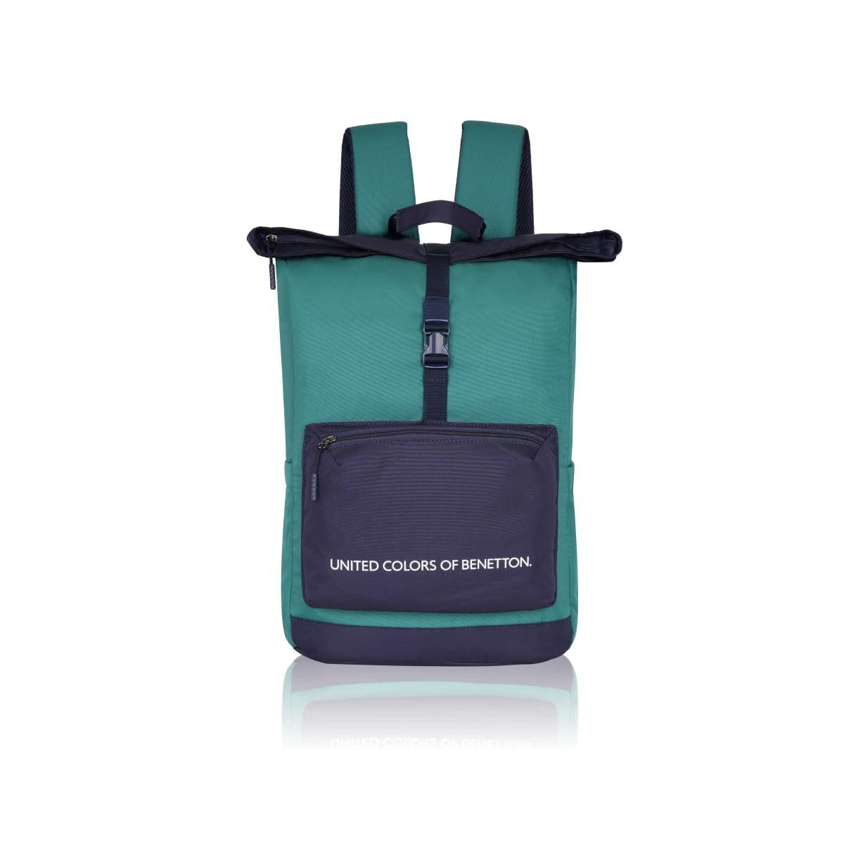 Grand Slam 30L Roll-Top Laptop Backpack - Dark Green+Navy Color | Fits 14-inch Laptops | Secure Buckle Closure & 1-Year Warranty-image-6